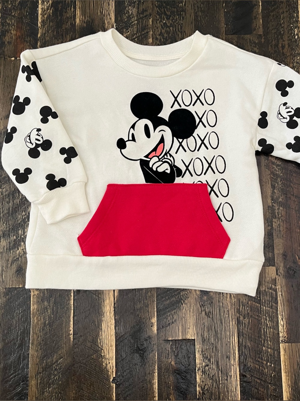 NWT Mickey Mouse Toddler Pullover Fleece Sweatshirt Disney Boy Girl 18M Pocket